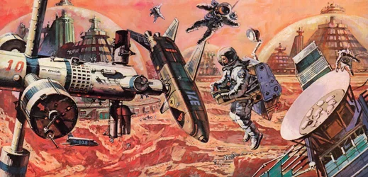 Mars, kolonisiert von Menschen, wie in den 1980er Jahren vorgestellt